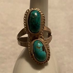 Two-Stone Turquoise & Silver Ring